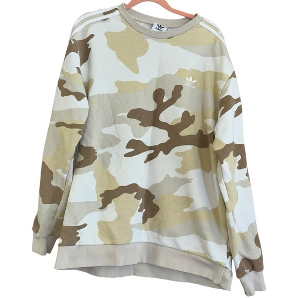 Adidas Tan White Camo Crewneck Sweatshirt Men’s XL Comfortable Cozy Casual Top - Picture 4 of 15